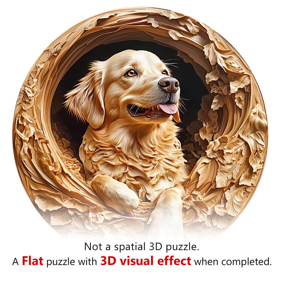 3D Golden Retriever-1 Wooden Jigsaw Puzzle - By Woodbests