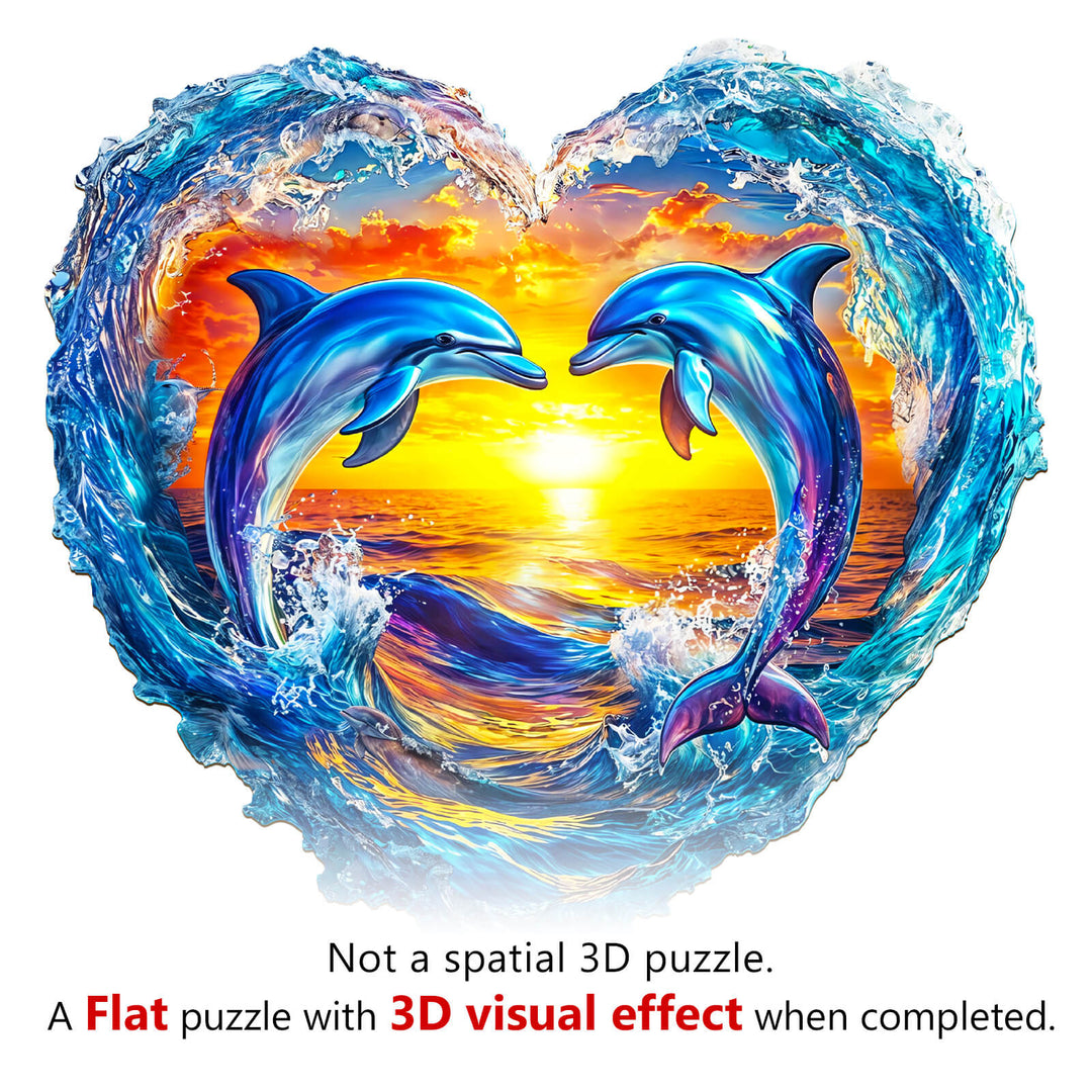 3D Heartfelt Dolphins Wooden Jigsaw Puzzle