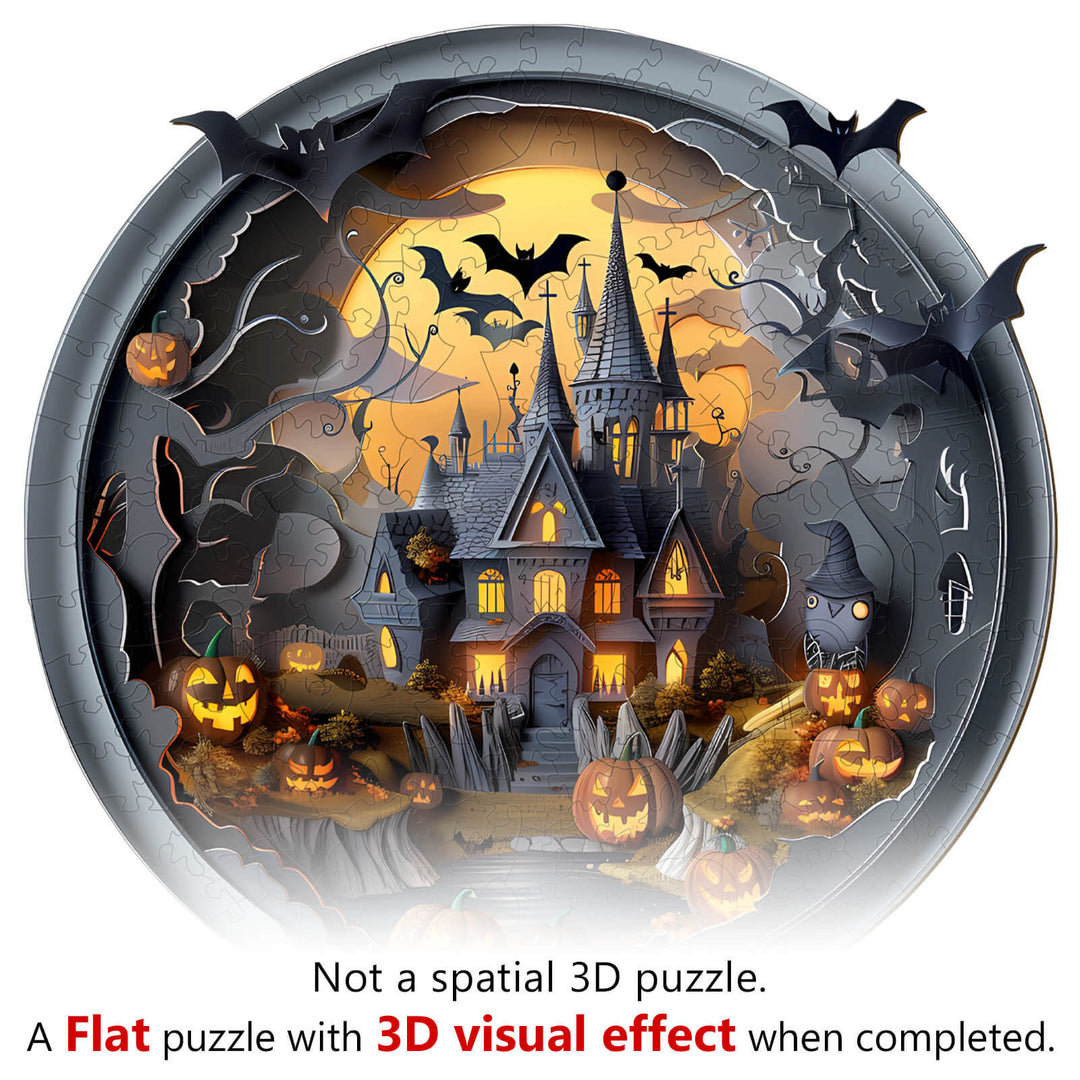 3D Halloween Castle-3 Wooden Jigsaw Puzzle