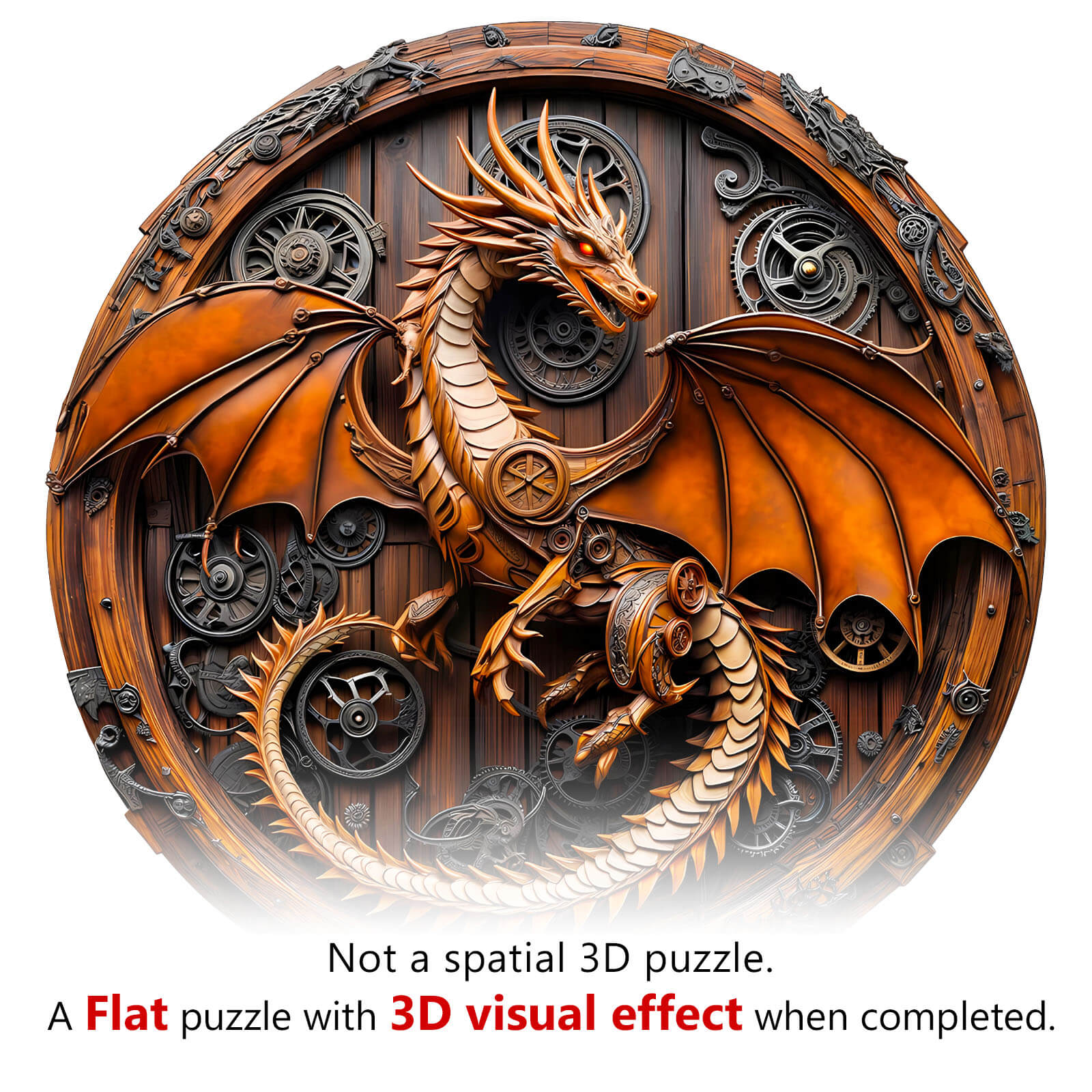 3D Mechanical Dragon-1 wooden jigsaw puzzle featuring intricate dragon design with mechanical elements for a striking visual effect.