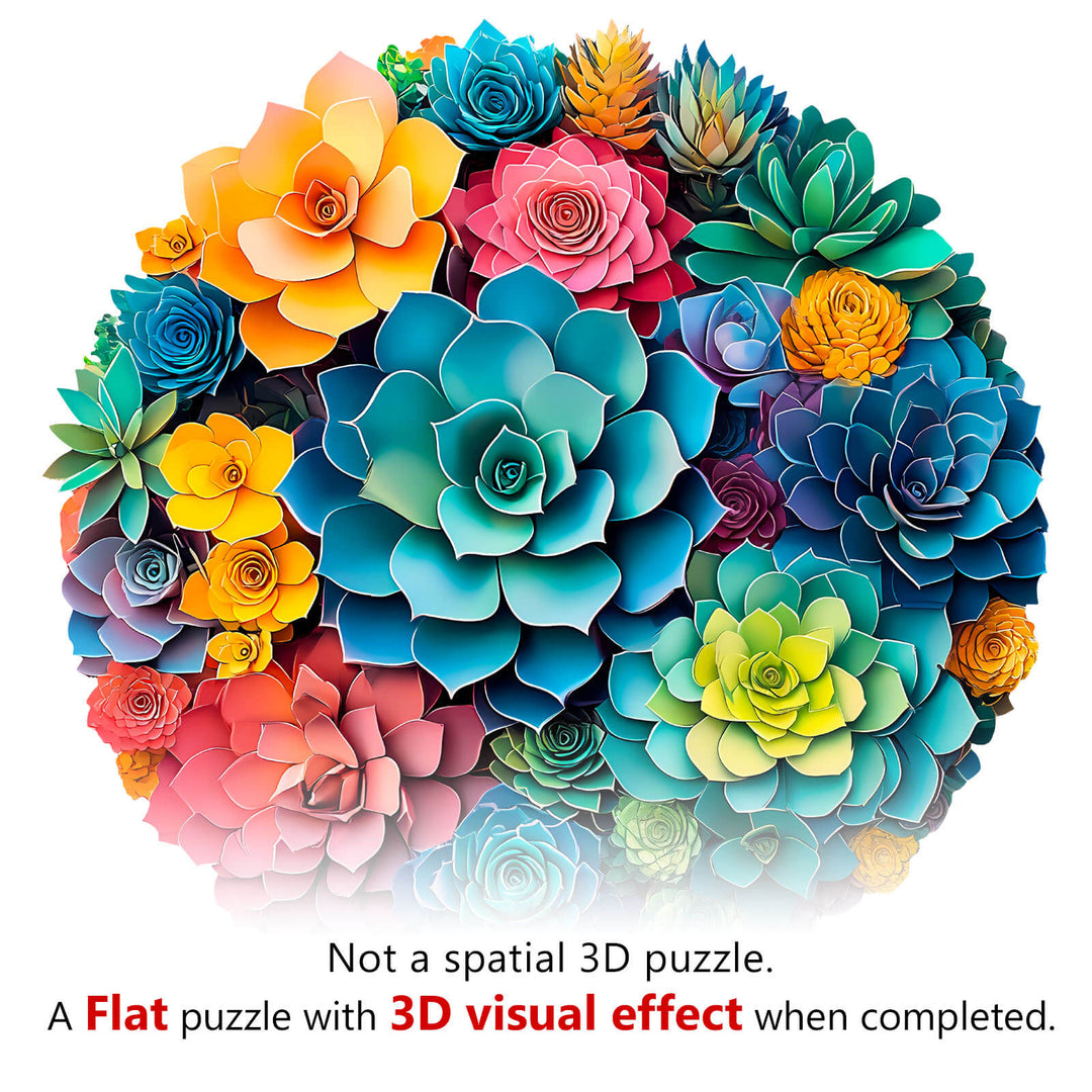 3D Paper Succulent Wooden Jigsaw Puzzle - Woodbests