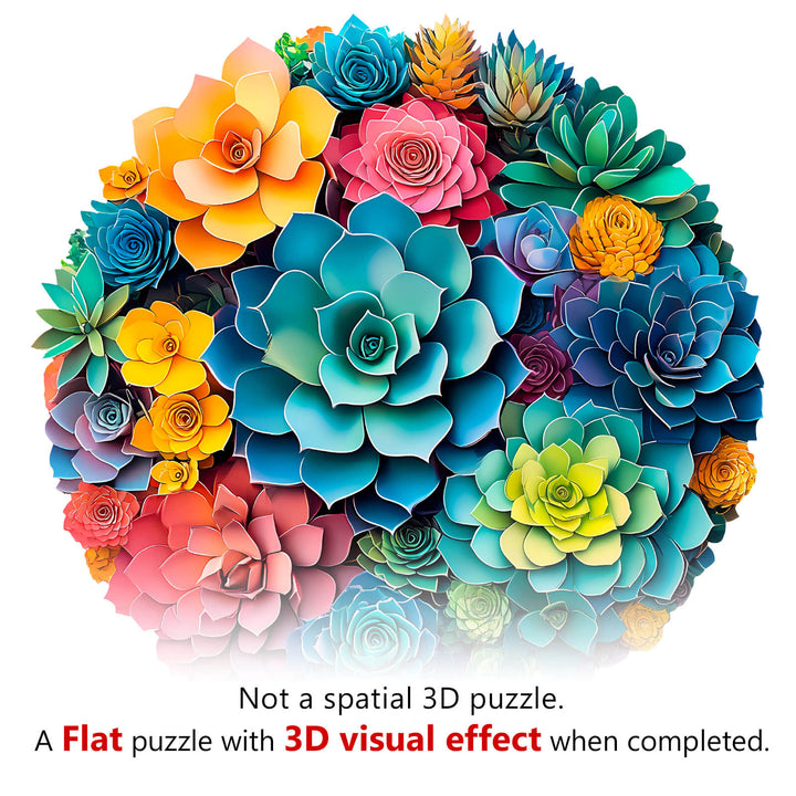 3D Paper Succulent Wooden Jigsaw Puzzle