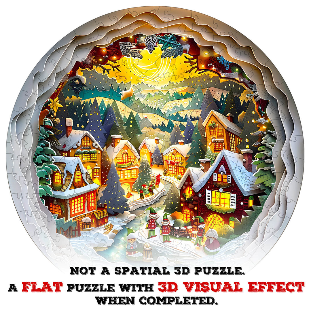 3D Christmas Town-2 Wooden Jigsaw Puzzle