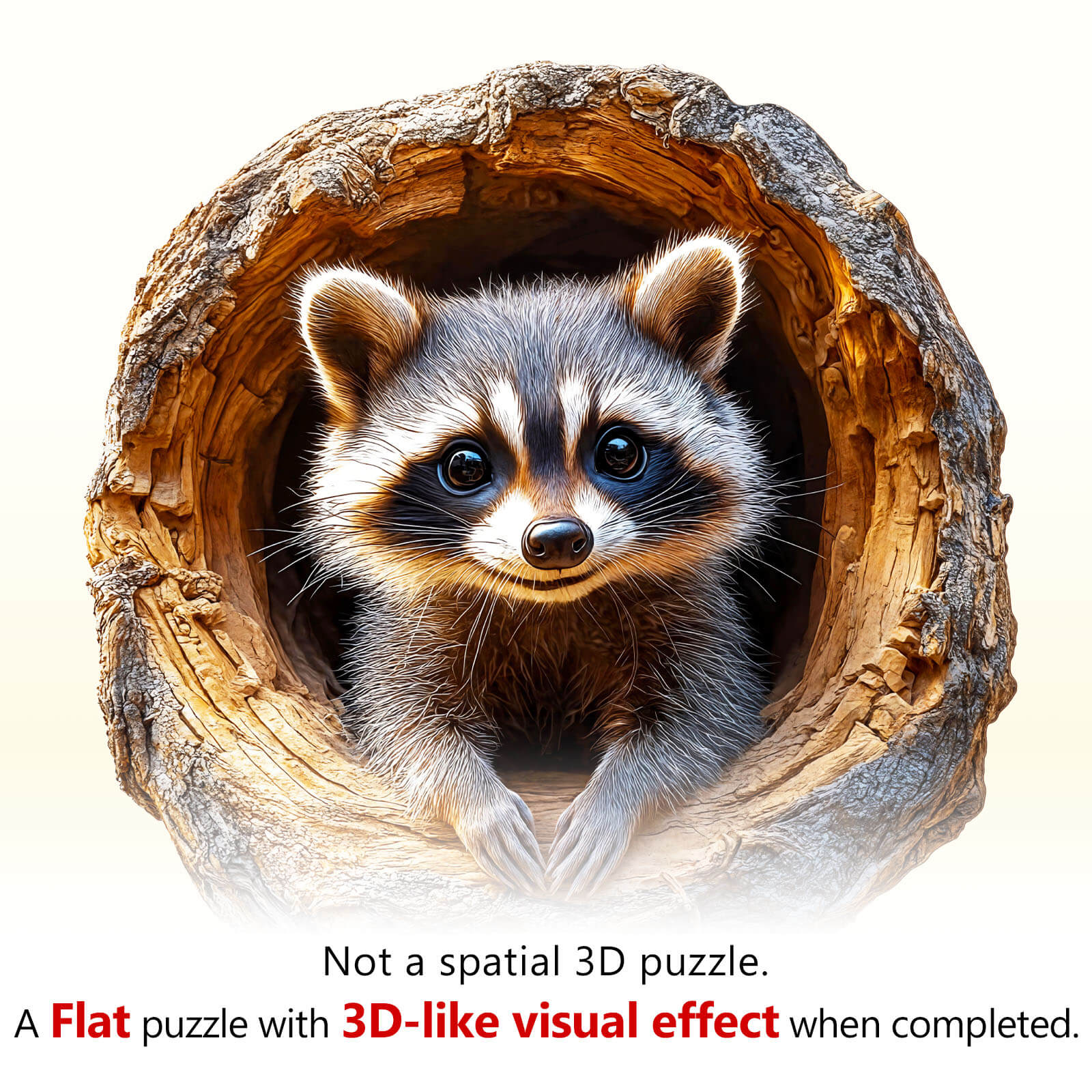 3D Baumloch Waschbär-1 Holz-Puzzlespiel