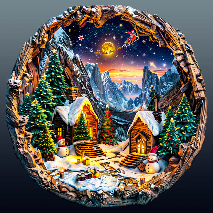 Puzzle en bois Maison de Noël 3D-1