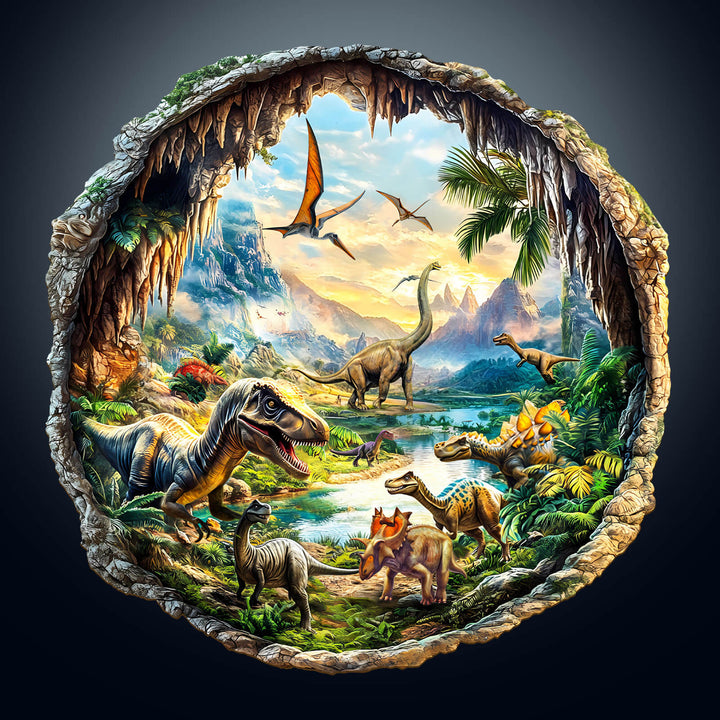 3D Cave Jurassic Wooden Jigsaw Puzzle