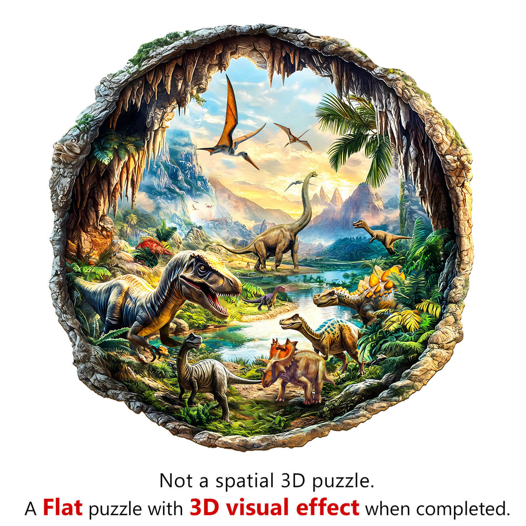 3D Cave Jurassic Wooden Jigsaw Puzzle