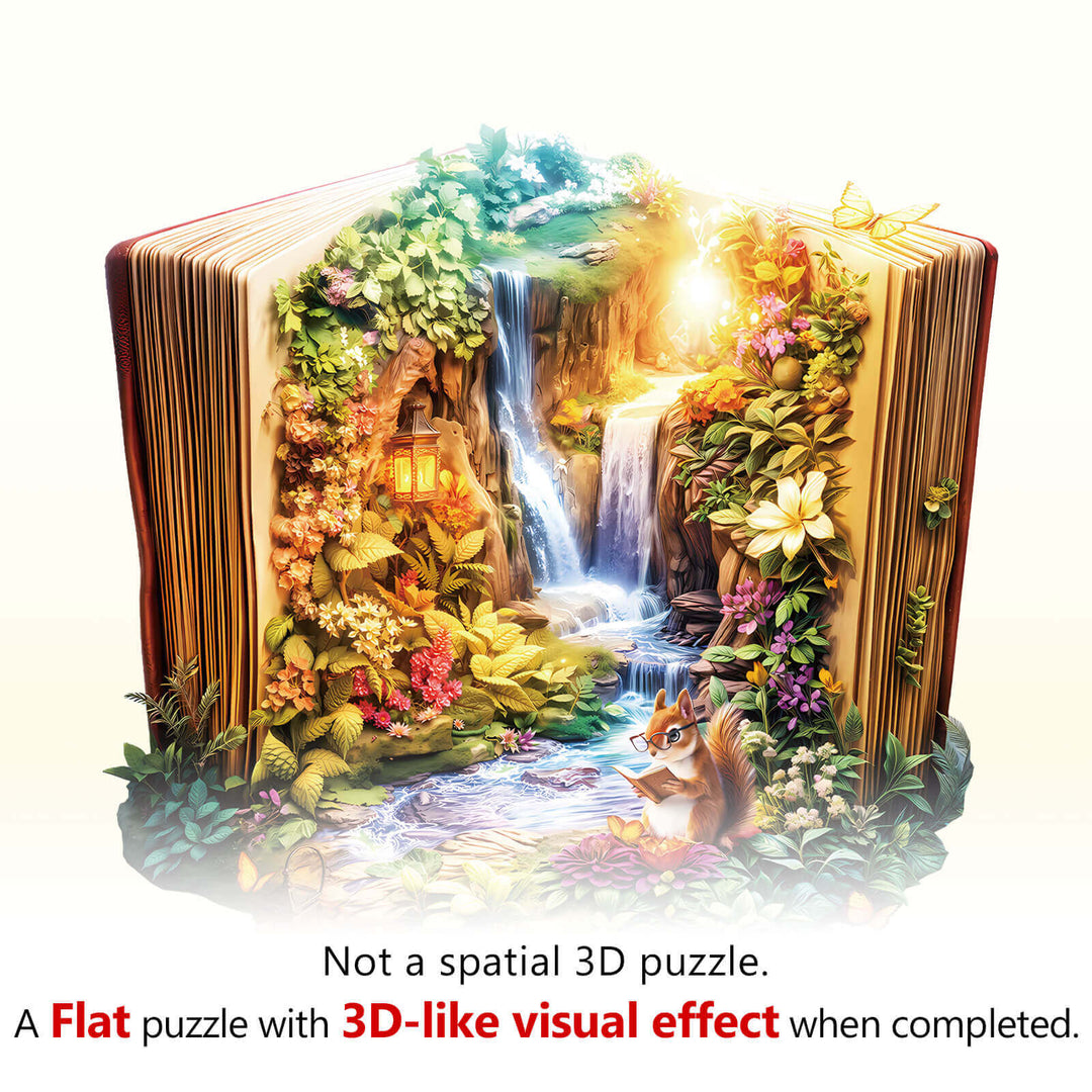 Paysage dans le livre Puzzle en bois