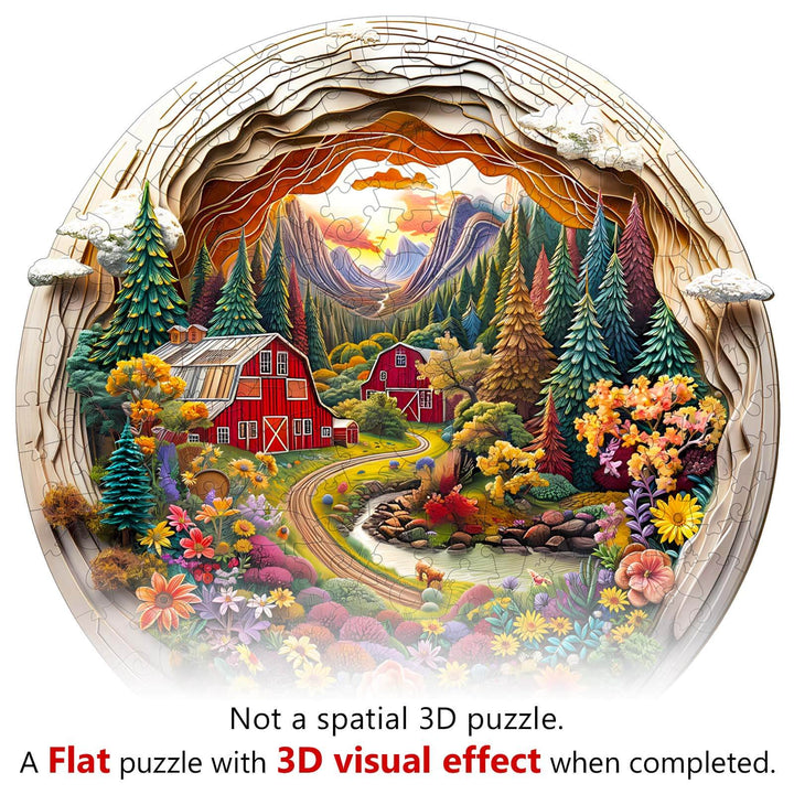 Puzzle en bois de ferme 3D