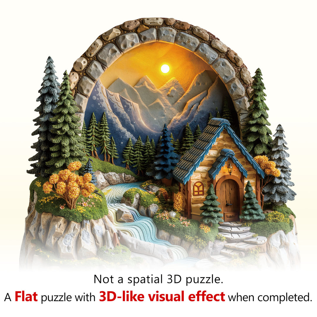 Sunset Cabin Wooden Jigsaw Puzzle