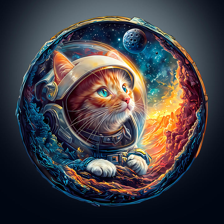 3D Space Cat Wooden Jigsaw Puzzle - By Woodbests