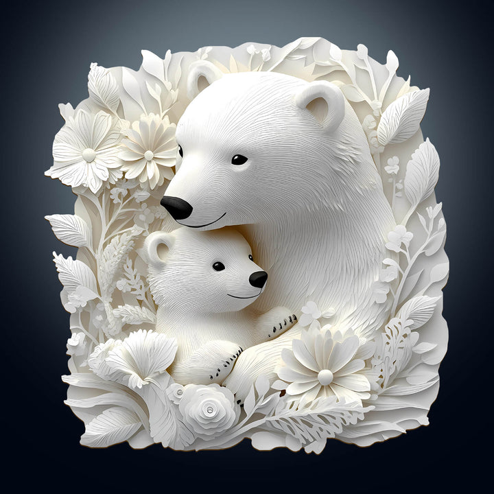 3D Parent Child Polar Bear Wooden Jigsaw Puzzle