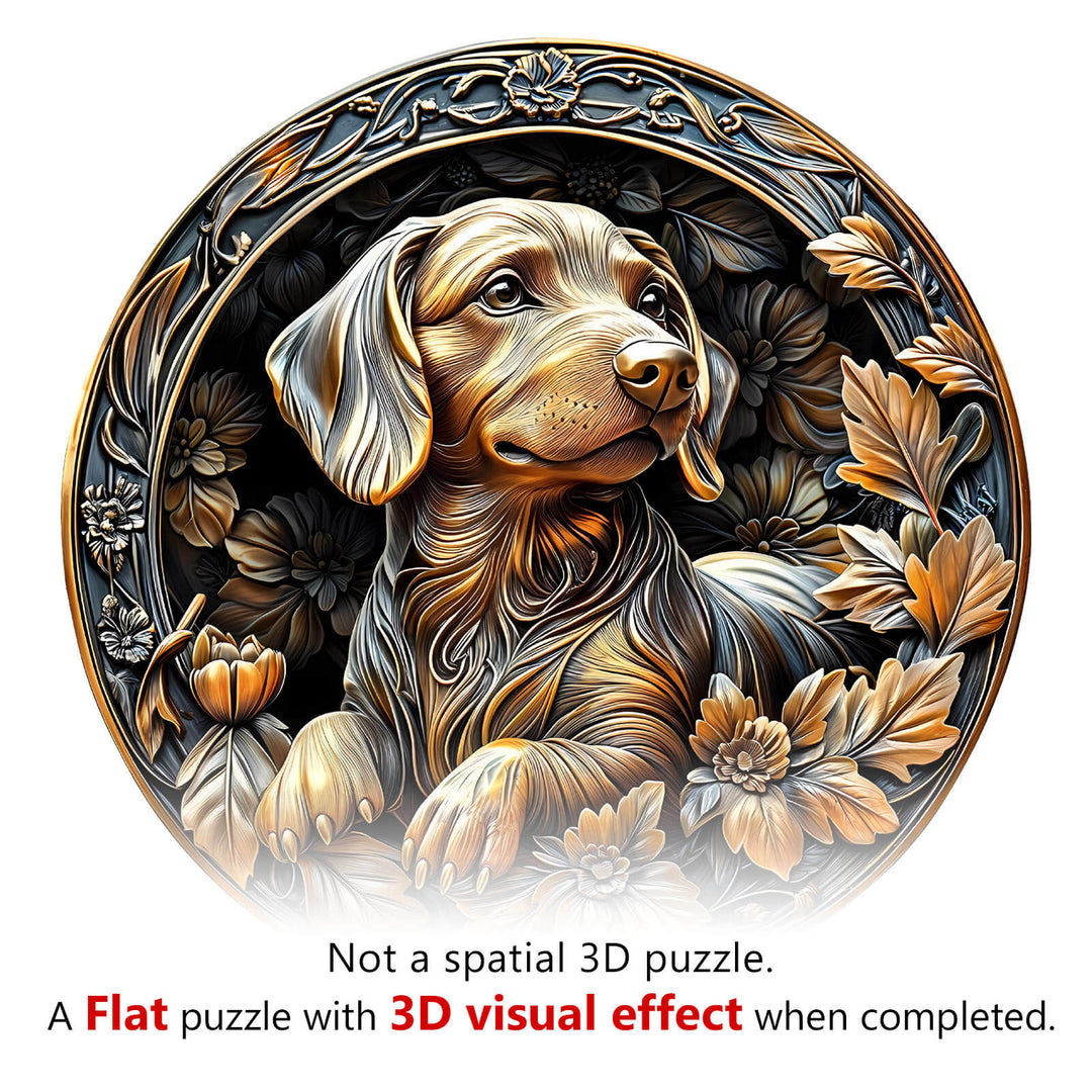 3D Metal Dachshund Wooden Jigsaw Puzzle