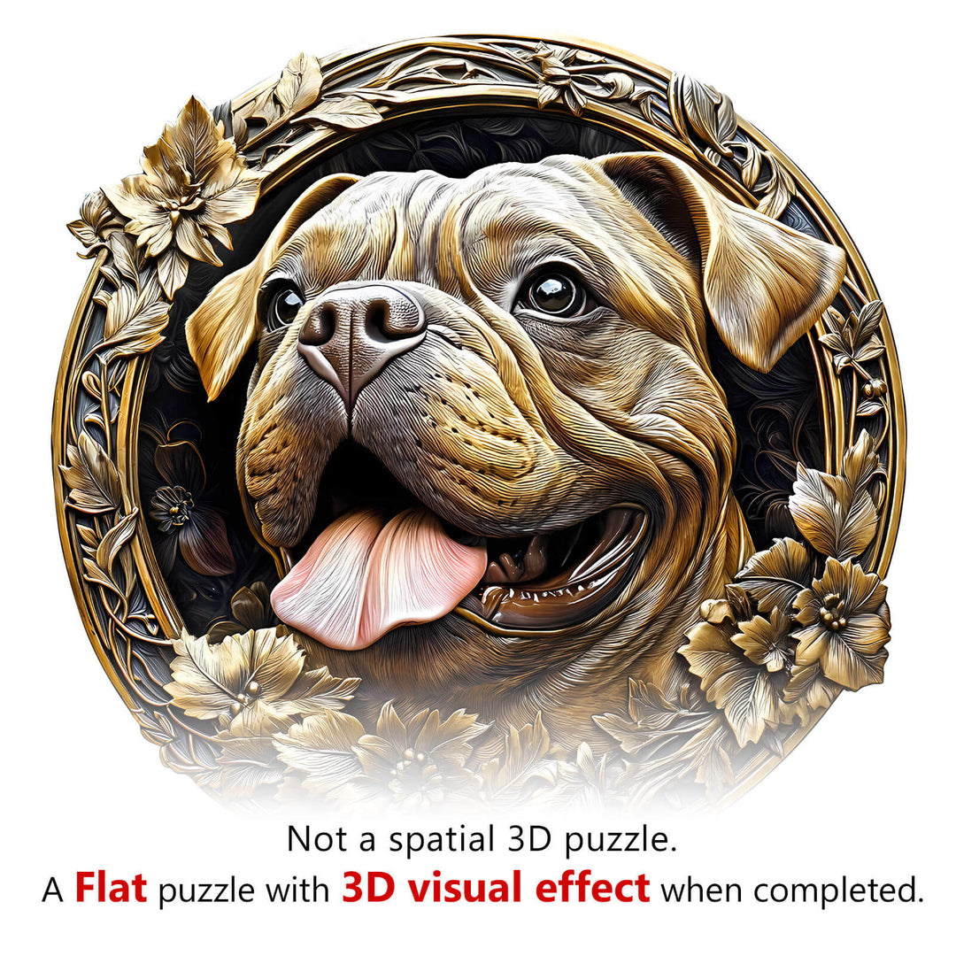 3D Metal French Bulldog Wooden Jigsaw Puzzle