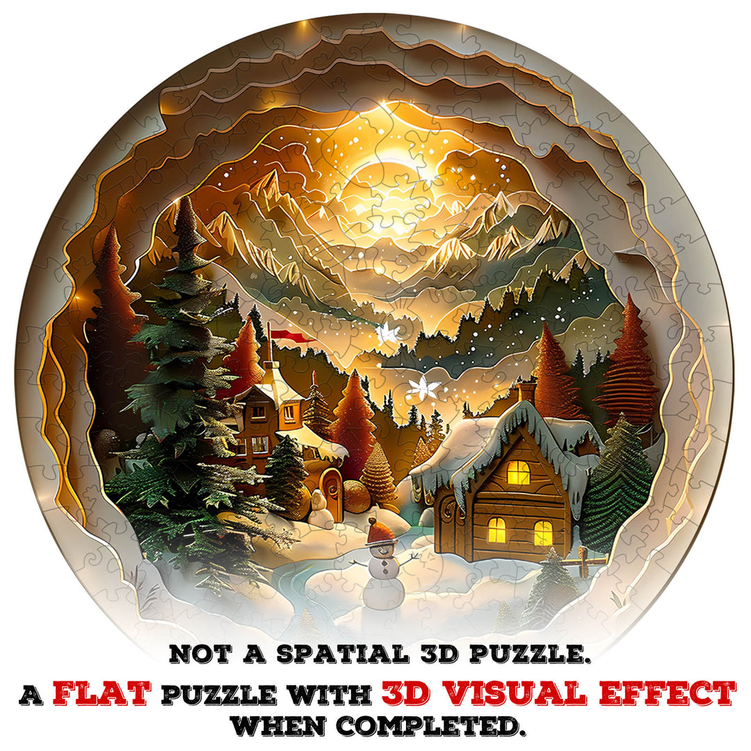 3D Christmas Village-2 Wooden Jigsaw Puzzle - Woodbests