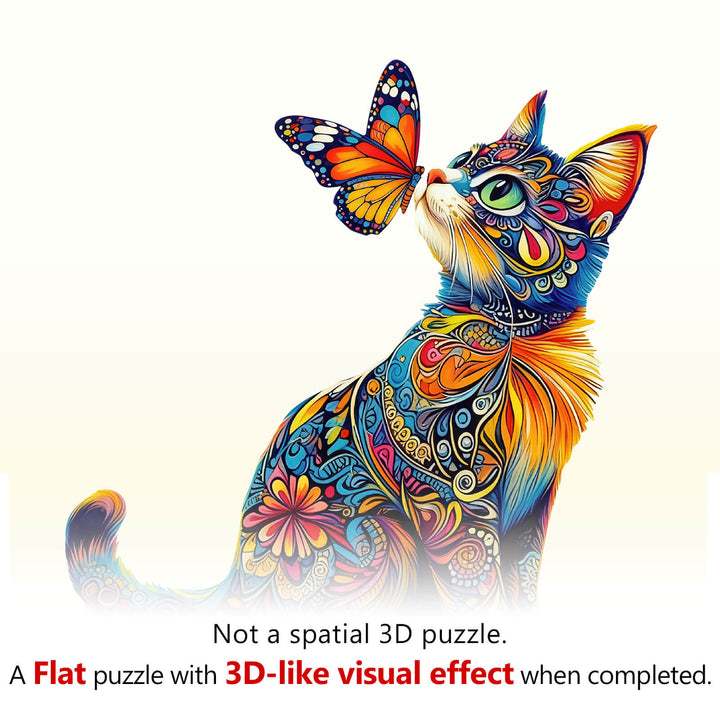 Butterfly and Cat Wooden Jigsaw Puzzle