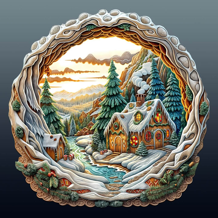 Puzzle en bois Maison de Noël 3D-2