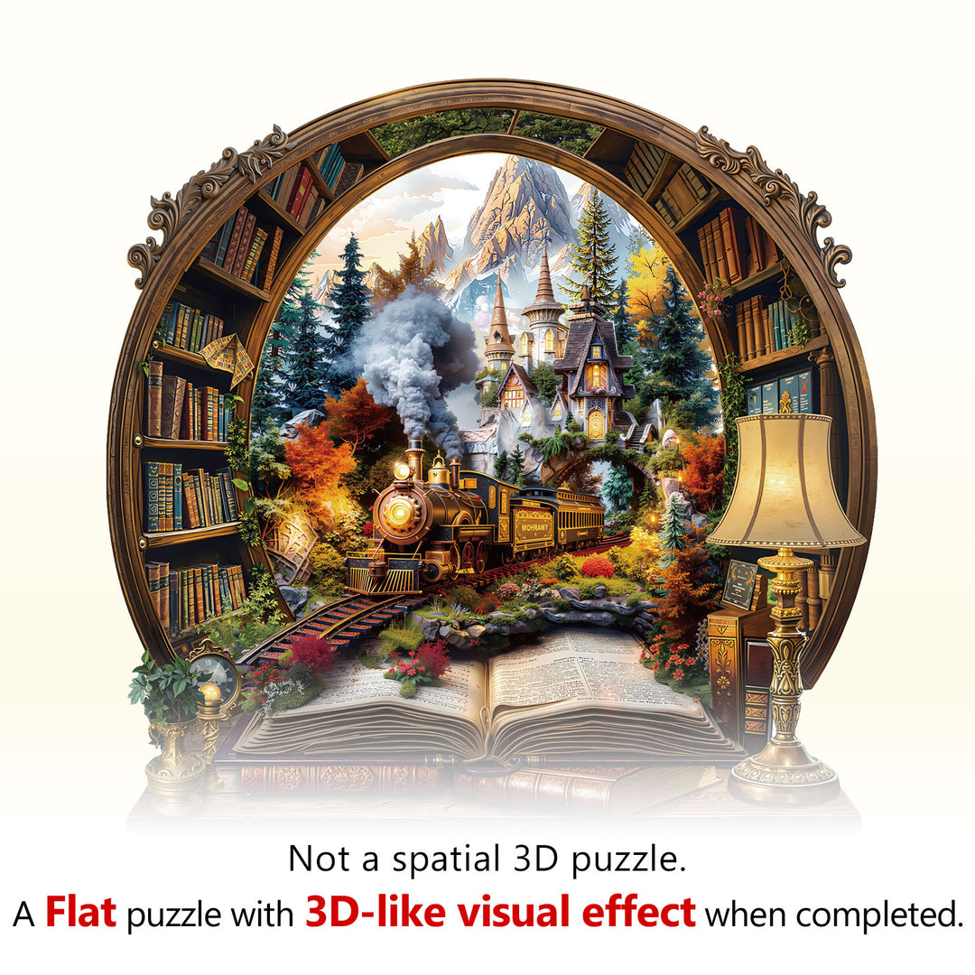 Train within the Book Wooden Jigsaw Puzzle