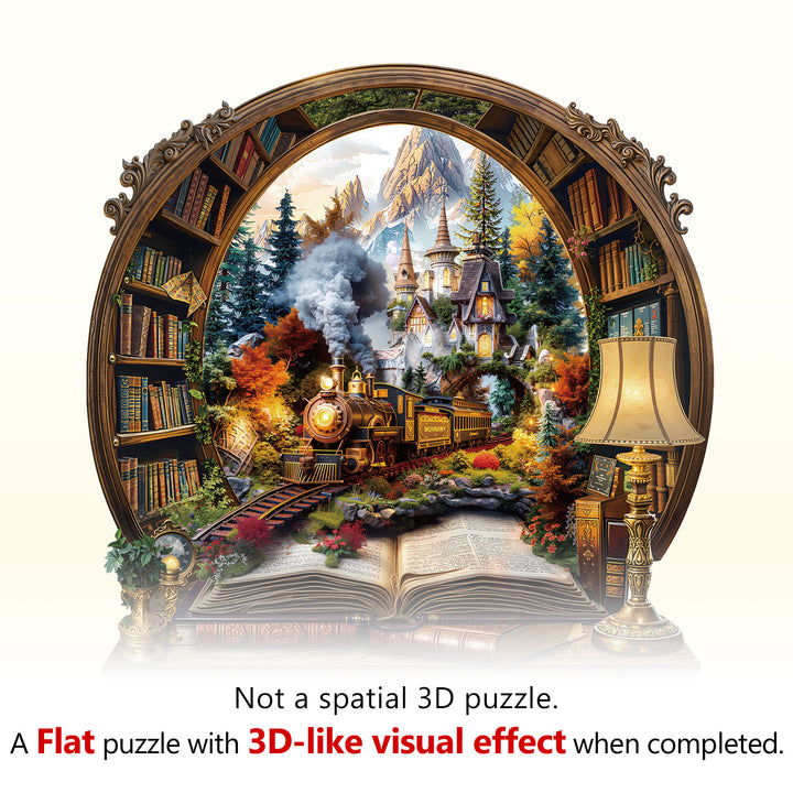 Train within the Book Wooden Jigsaw Puzzle