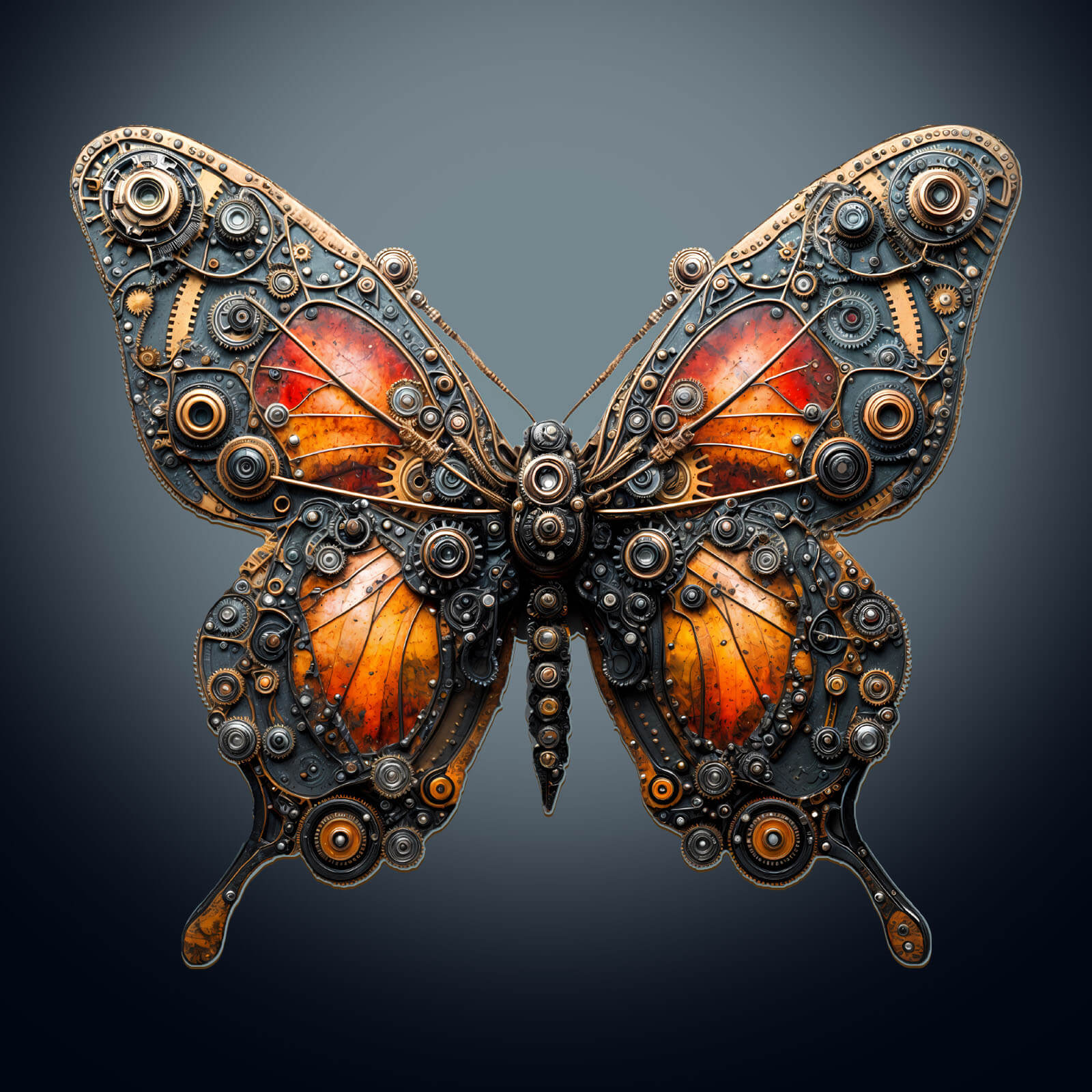 3D mechanical butterfly wooden jigsaw puzzle featuring intricate gears and colorful wings, perfect for mind games and focus.