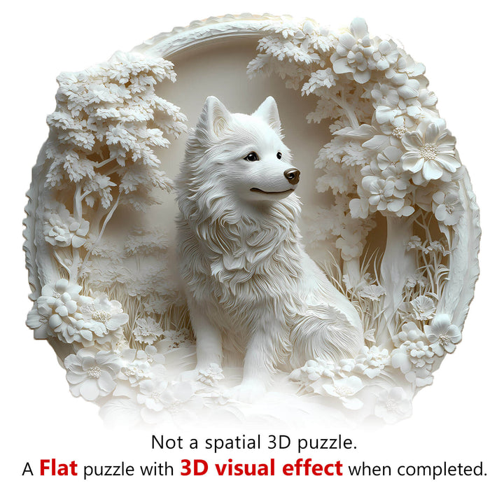 3D Paper Samoyed Wooden Jigsaw Puzzle