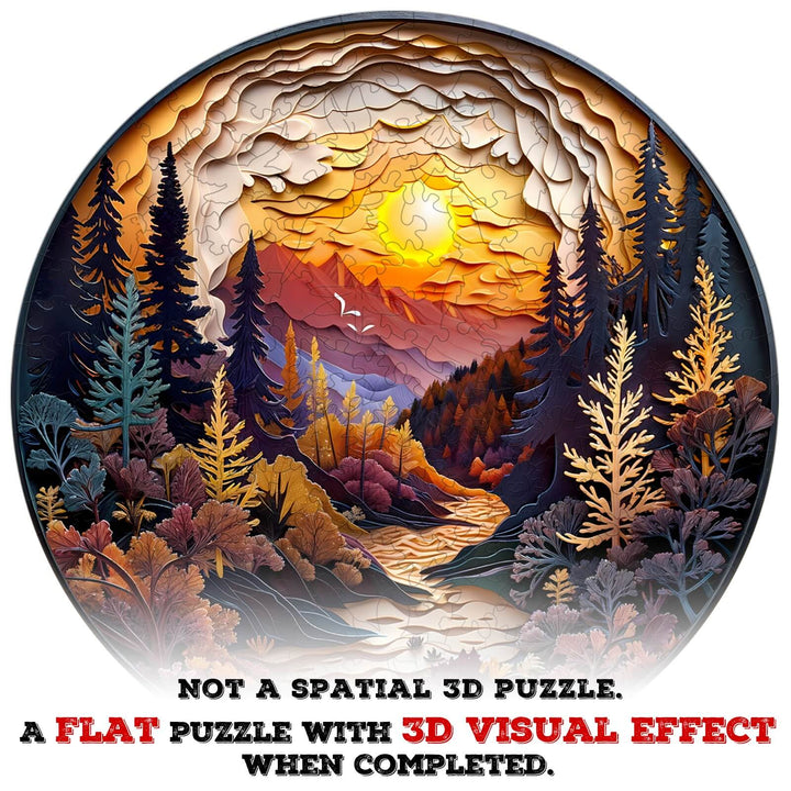 3D Sunset Forest Wooden Jigsaw Puzzle