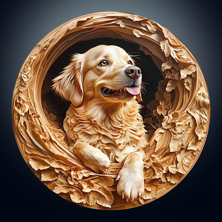 3D Golden Retriever-1 Wooden Jigsaw Puzzle