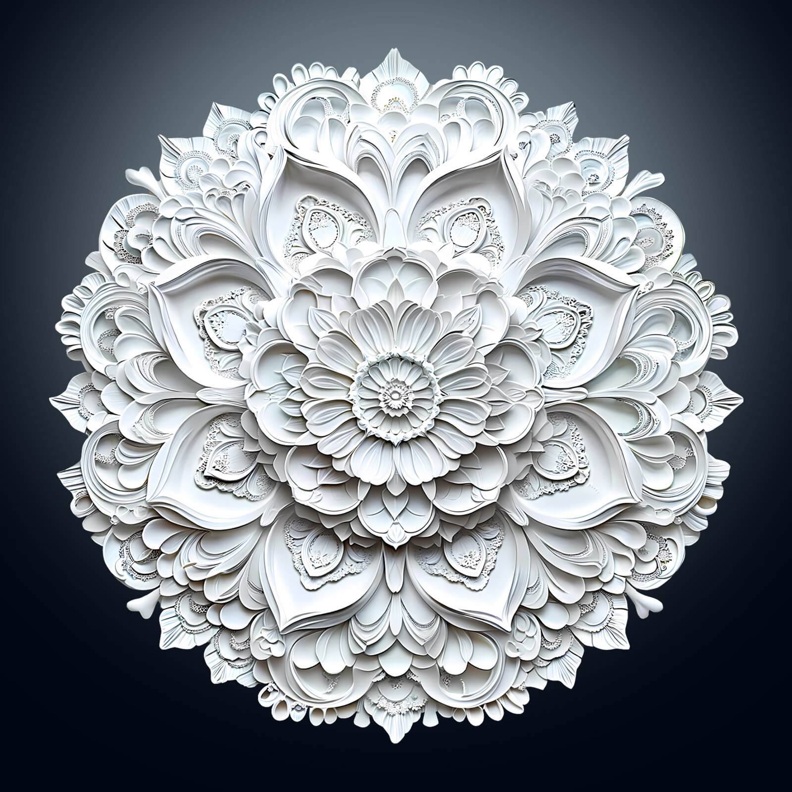 Intricate 3D Paper Mandala-2 wooden jigsaw puzzle showcasing detailed floral design for focused mind games.