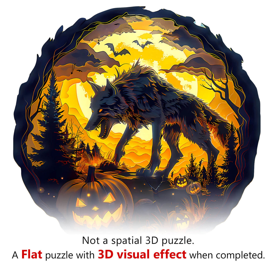 3D Halloween Wolf Wooden Jigsaw Puzzle