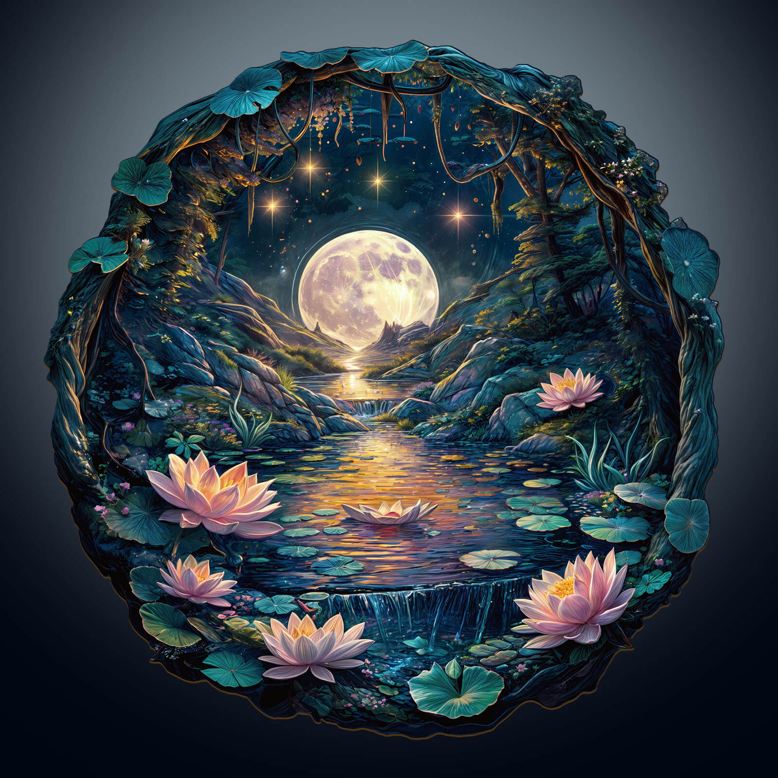 WOODBESTS | 3D Cave Moon Lotus Wooden Puzzle – Woodbests