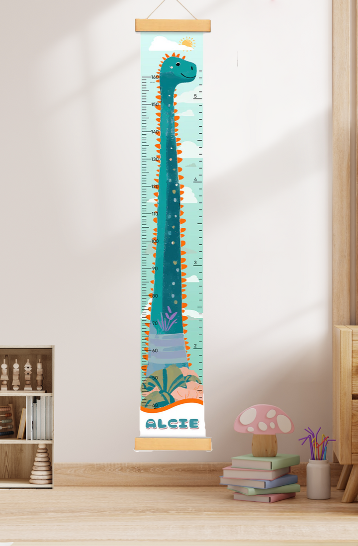 Personalized Dinosaur Growth Hanging Canvas Height Ruler