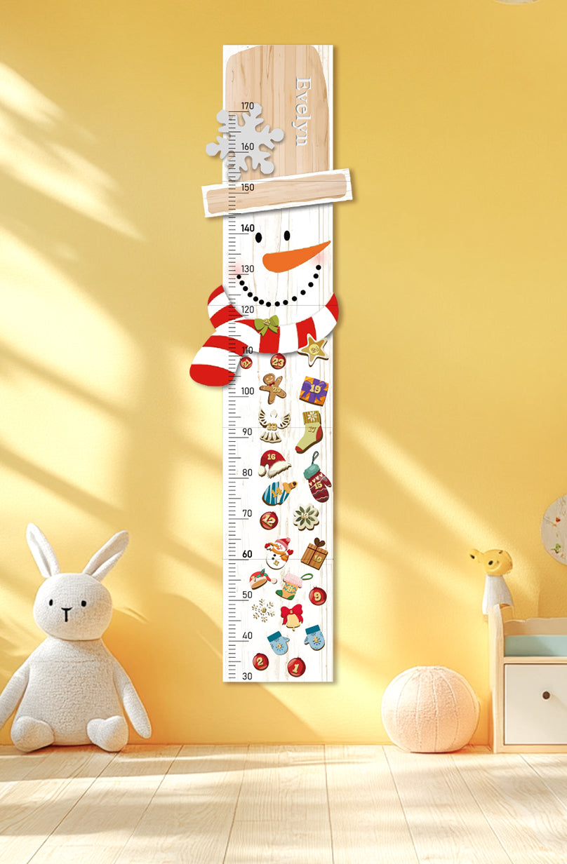 Personalized Wooden Snowman Christmas Growth Chart Ruler