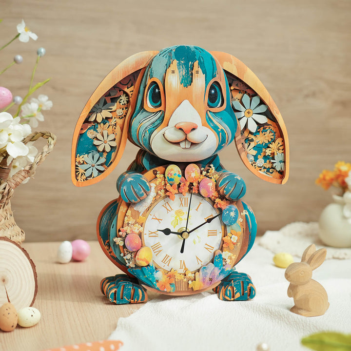 Rabbit– DIY Wooden Clock, 3D Puzzle Craft Kit