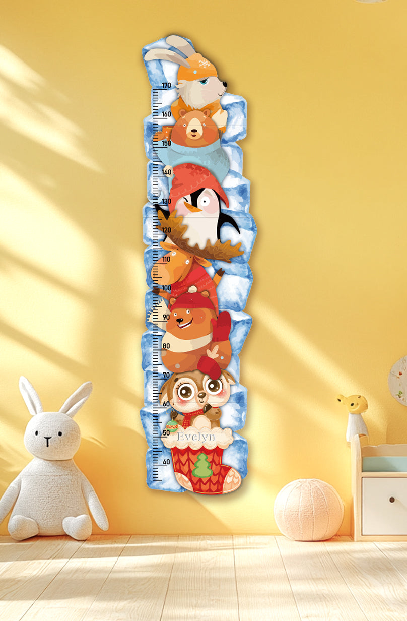 Personalized Wooden Winter Animal Growth Chart Ruler