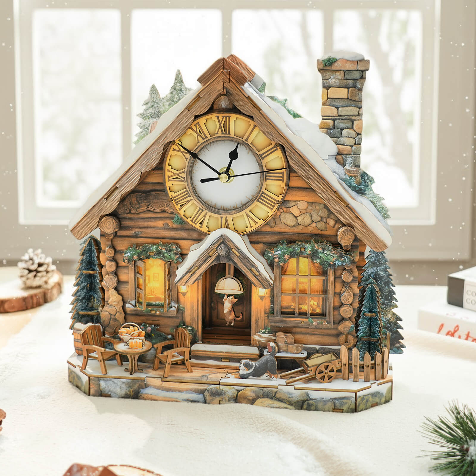 Swiss Chalet – DIY Wooden Clock, 3D Puzzle Craft Kit