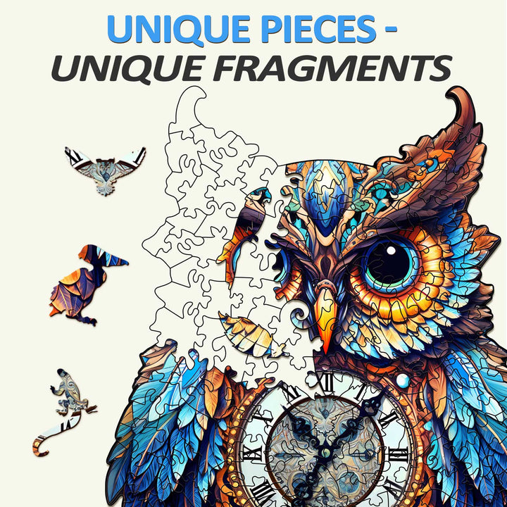 Owl Clocks Wooden Jigsaw Puzzle