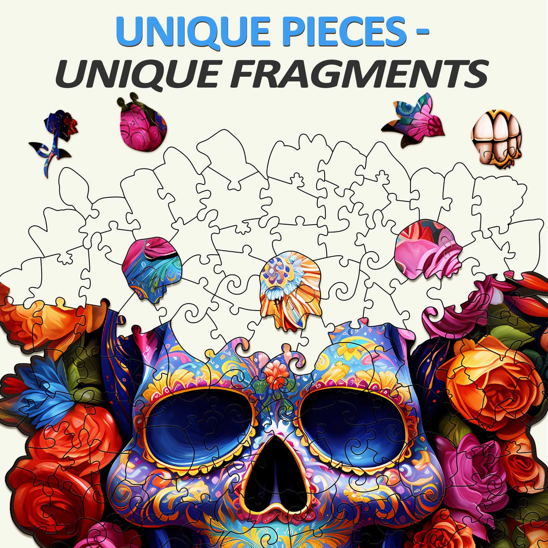 Flowers and Skulls Wooden Jigsaw Puzzle