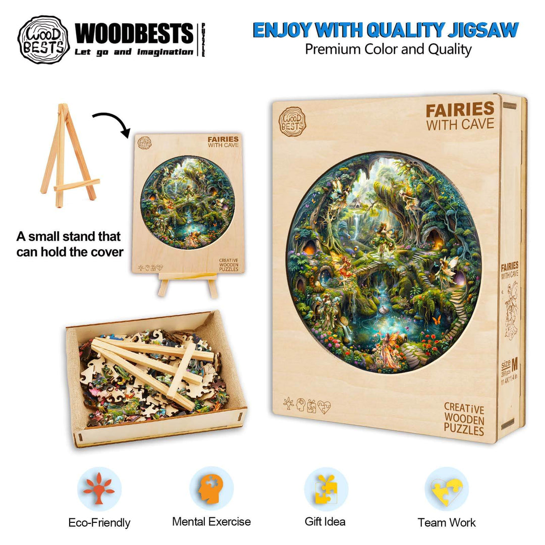 Fairies with Cave Wooden Jigsaw Puzzle - Woodbests