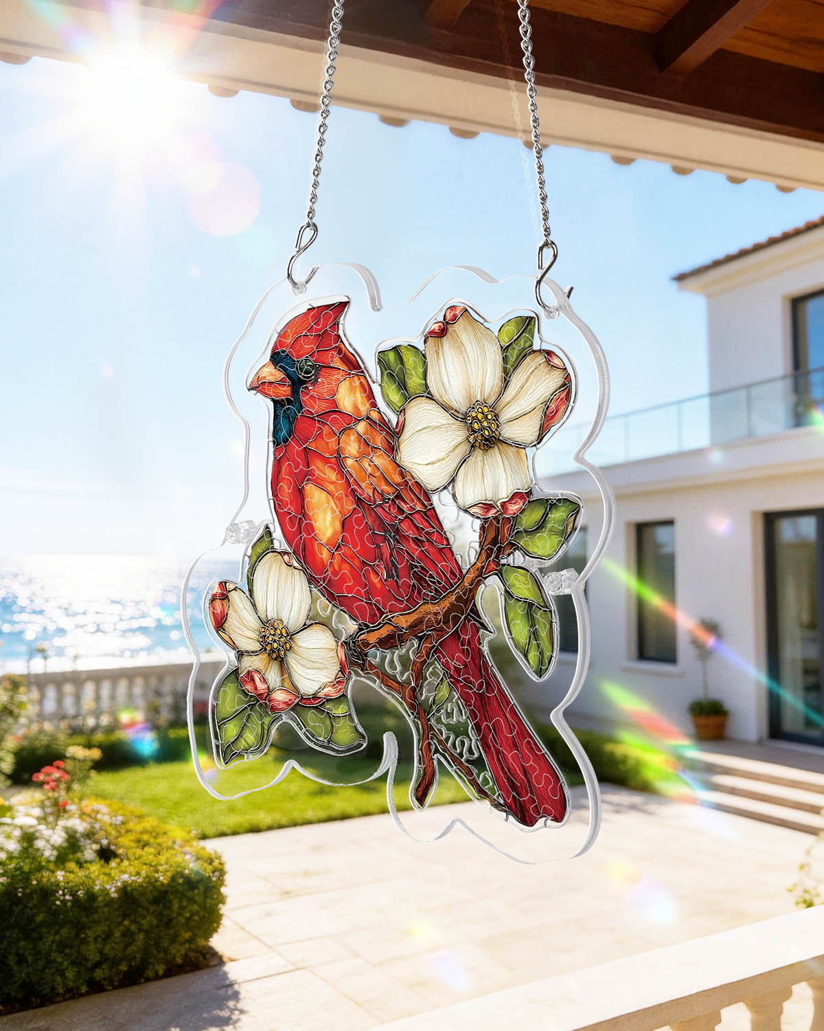 Acryl-Puzzle-Sonnenfänger – Magnolien-Kardinal