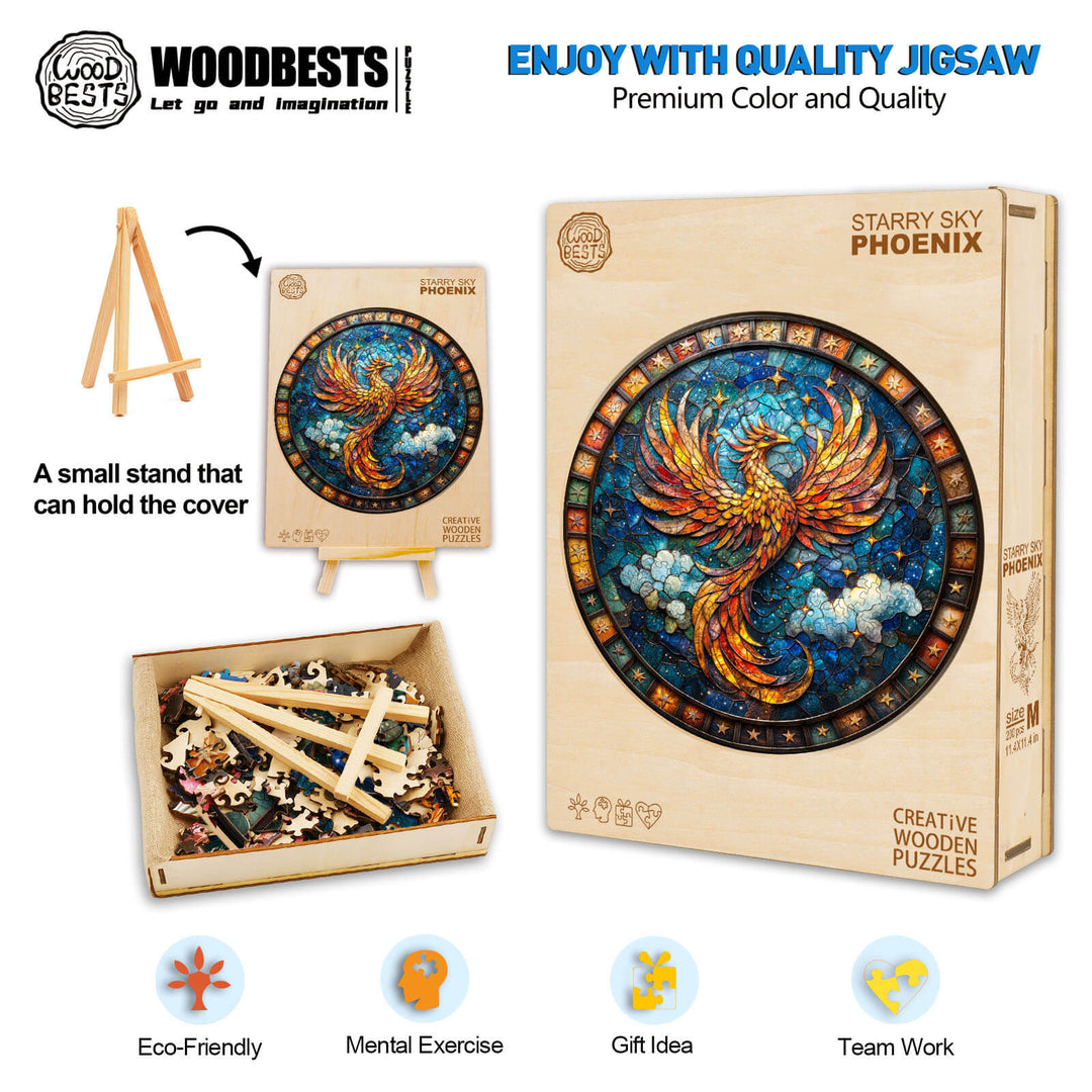 Starry Sky Phoenix Wooden Jigsaw Puzzle