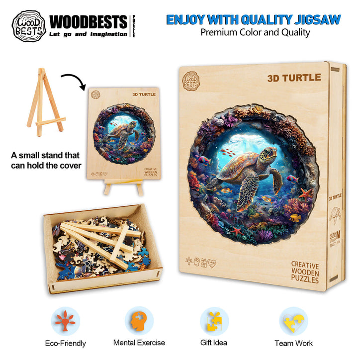 3D Turtle Wooden Jigsaw Puzzle