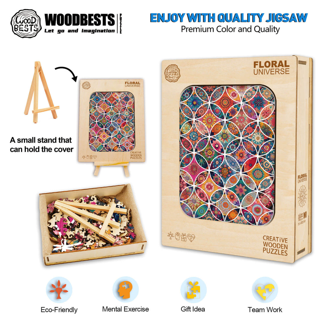 Floral Universe Wooden Jigsaw Puzzle - Woodbests