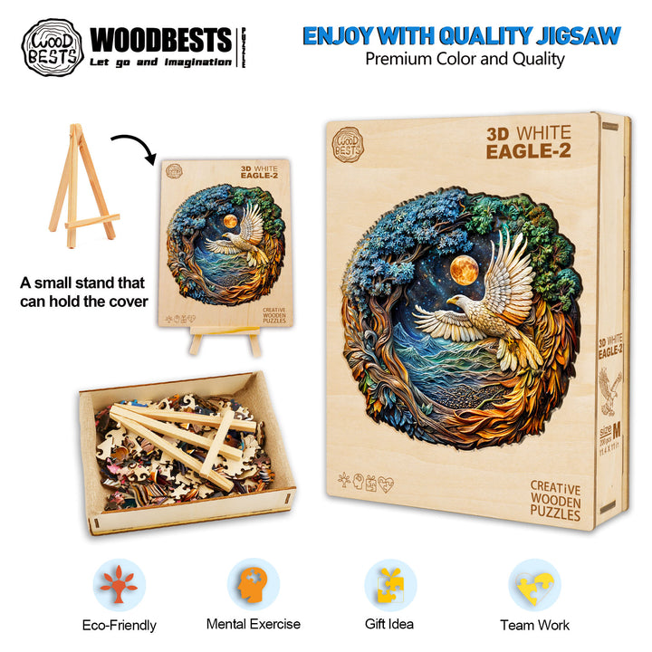 3D White Eagle-2 Wooden Jigsaw Puzzle