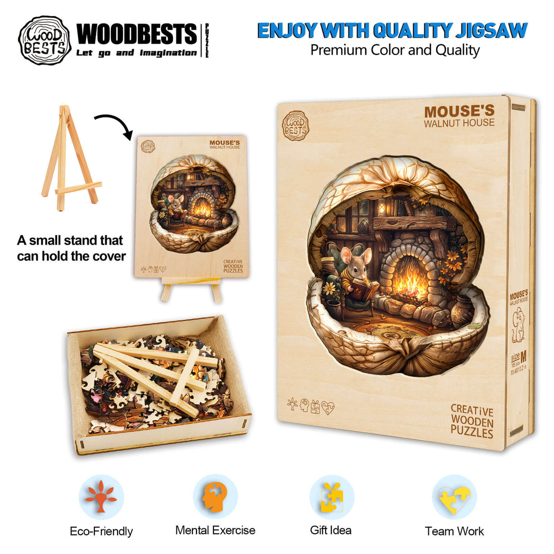 mouse's walnut house Wooden Jigsaw Puzzle