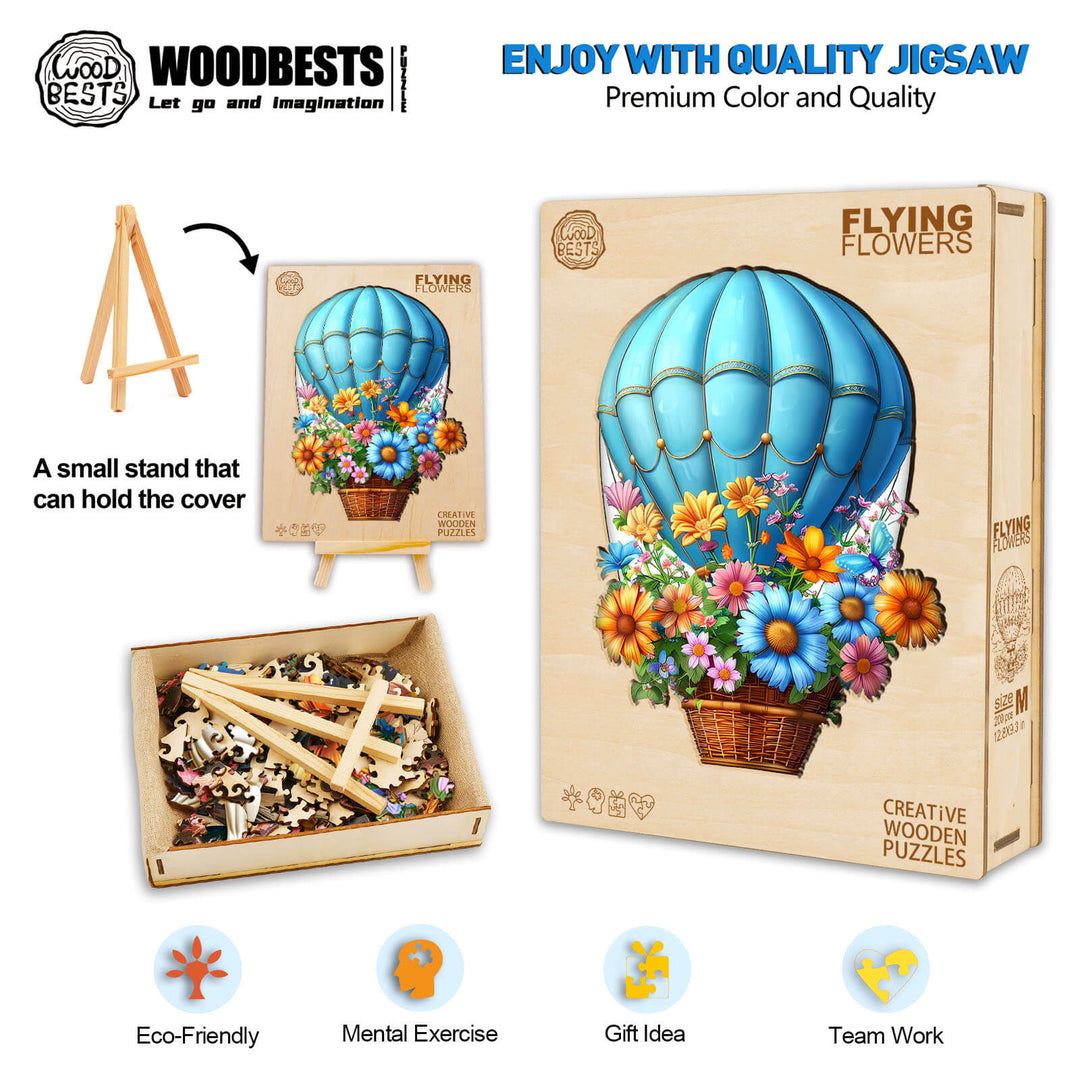 Flying Flowers Wooden Jigsaw Puzzle - Woodbests