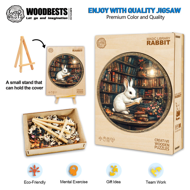 Magic Library Rabbit Wooden Jigsaw Puzzle