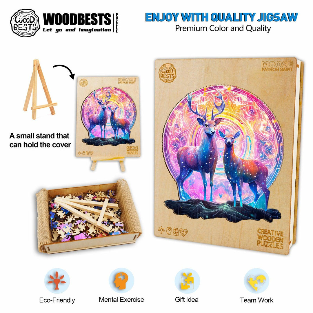 Moose Patron Saint Wooden Jigsaw Puzzle-Woodbests