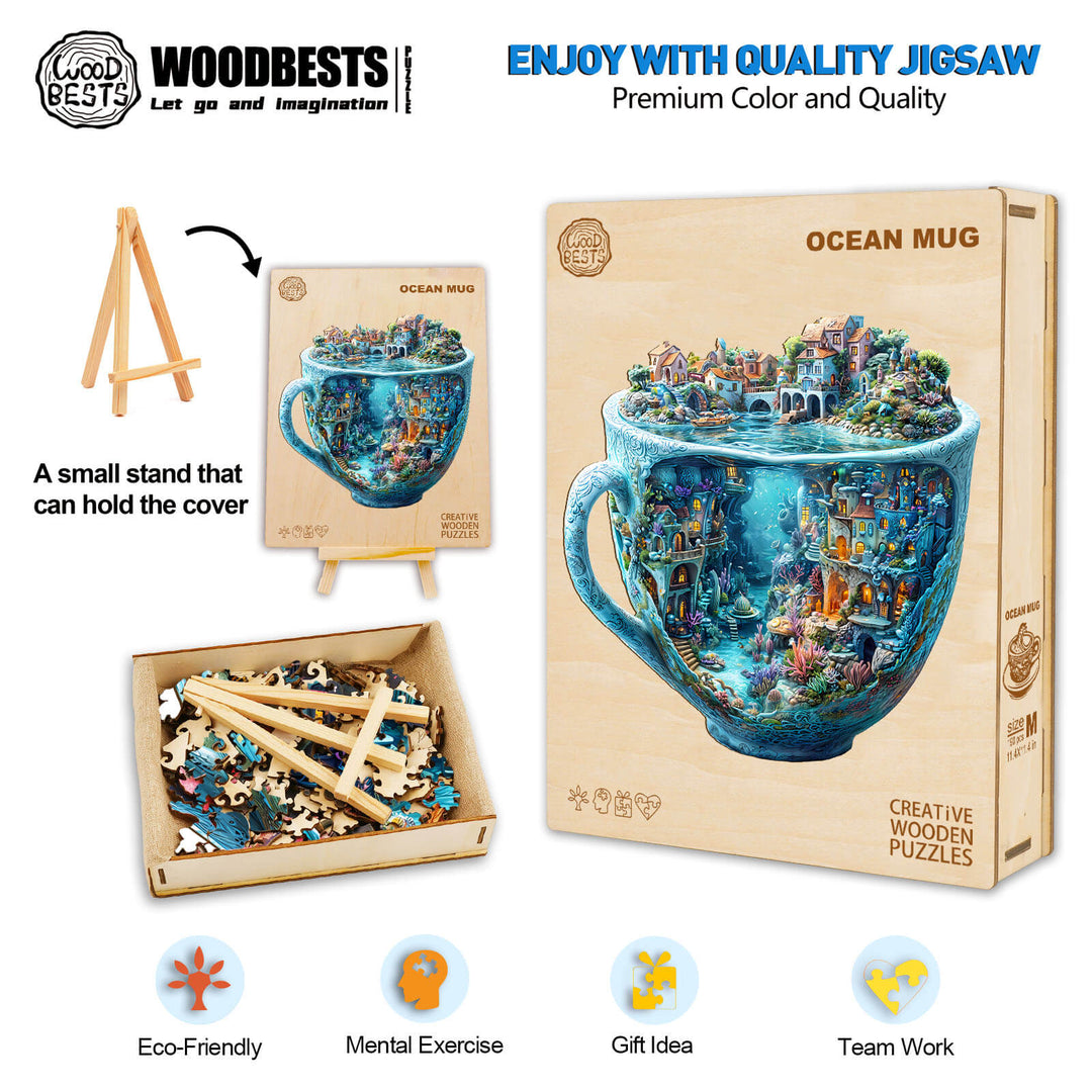 3D Ocean Mug Wooden Jigsaw Puzzle