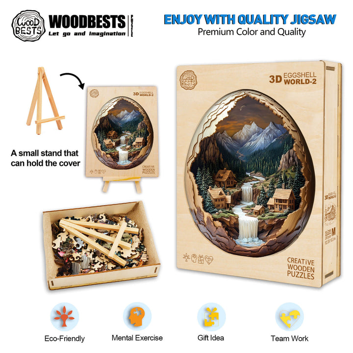 3D Eggshell World-2 Wooden Jigsaw Puzzle