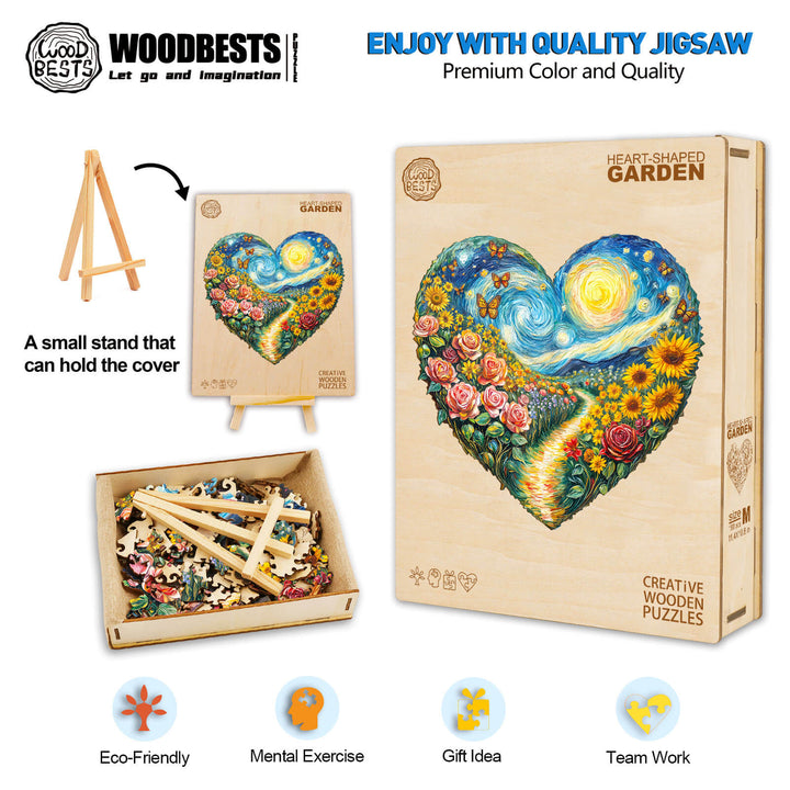 Heart-shaped Garden Wooden Jigsaw Puzzle